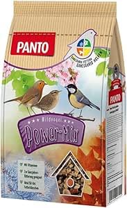 PANTO Wildvogelfutter Power Mix – 1,7 kg Vogelfutter für Futterhäuschen, Streufutter für Vögel mit Sonnenblumenkernen, Erdnüssen, Rosinen, Getreideflocken von PANTO