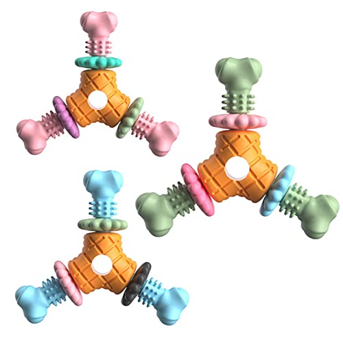 PAPABA Kauspielzeug für Hunde, wiederverwendbar, Dreiecksknochen, Welpen, Haustier, interaktives Spielzeug, lindert Langeweile, bissfest Orange von PAPABA