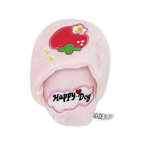 PAPABA Pet Dog Puppy Cute Plush Slipper Shape Squeaky Bite- Molar Chew Strawberry von PAPABA