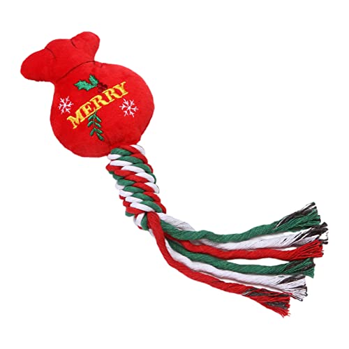 PAPABA Puppy Rope Knot Safe Xmas Series Hundebaumwollseil Kauknotenspielzeug Lindert Langeweile Verschleißfest F von PAPABA