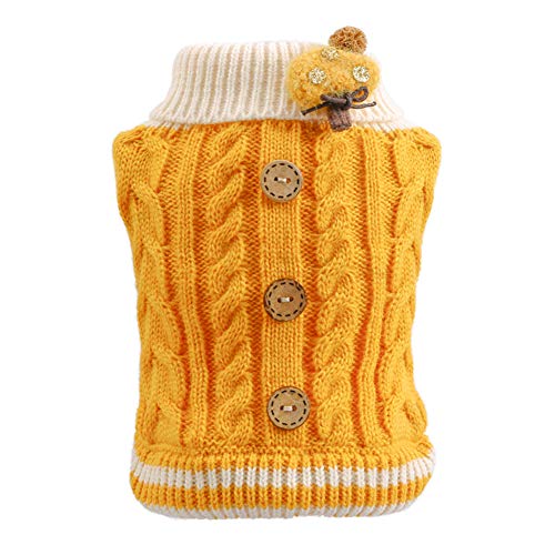 PAPABA Winter Haustier Hund Hündchen weich warm Twist Buttons Farbkontrast Pullover nach Hause Ingwer Xs. von PAPABA