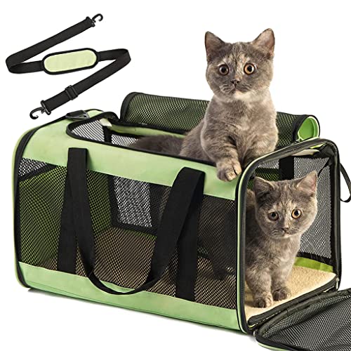 PAPIEEED Mittlere Katzentragetasche, Katzen-Tragetasche, weich, von der Fluggesellschaft zugelassene Seesack, faltbare Tragetasche für Katzen, Reisen, Spazierengehen, Camping, Reinigung von PAPIEEED