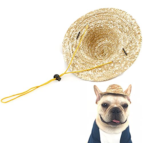 PAPIEEED Sombrero Haustier-Strohhhut, Mini-Katzen-Kopfschmuck für Party, mexikanische Katze, Hund, Kostüme, Dekoration, passend für Hund, Katze, Kaninchen von PAPIEEED