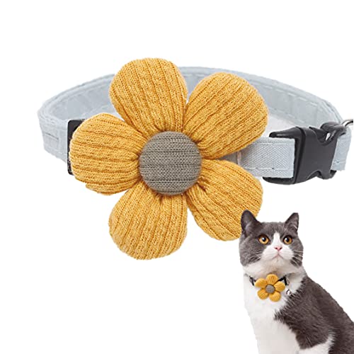 PAPIEEED Süßes Haustier-Halsband, verstellbar, Katzen-Charm, Zubehör, Halskette, Gurt mit Glocke, Sonnenblume, Katzendekoration für Kätzchen, Welpen von PAPIEEED