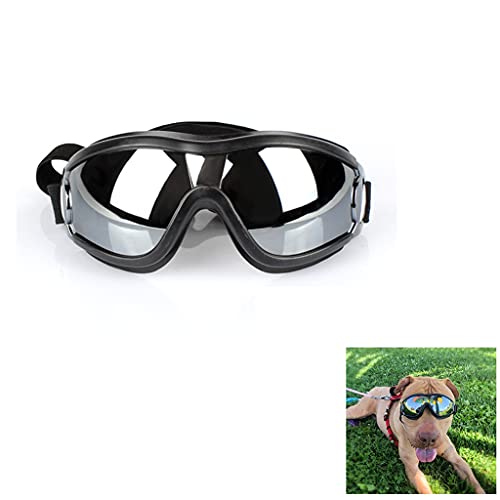 PAPIEEED Wasserdichte Haustier-Sonnenbrille, UV-beständige Hundebrille, schneefeste Brille, winddicht, Schutz mit verstellbarem Riemen für mittelgroße und große Hunde von PAPIEEED