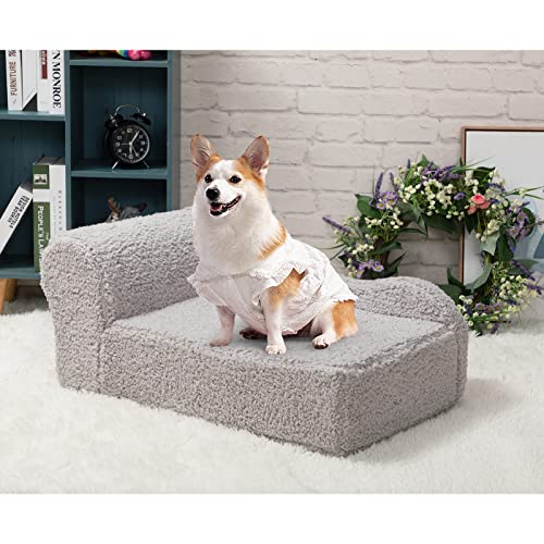 PAPITLULU Haustier Schlafsofa, Hund Offene Couch, Katze Schlafbett, Sherpa Fleece Stuhl für Liege, Ultraweicher Kuschelschaum für Indoor Kätzchen und kleine mittelgroße Hunde, Groß von PAPITLULU