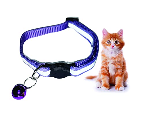 PARENCE - Halsband für Katzen und Hunde, mit reflektierendem Band, Schnalle, Schnellverschluss, reflektierendes Band für die Sicherheit Ihrer Haustiere, verstellbare Größe (Violett) von PARENCE