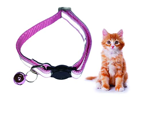 PARENCE - Halsband für Katzen und Hunde, mit reflektierendem Band und Schnalle, Schnellverschluss, reflektierendes Band für die Sicherheit Ihrer Haustiere, verstellbare Größe (Rosa) von PARENCE