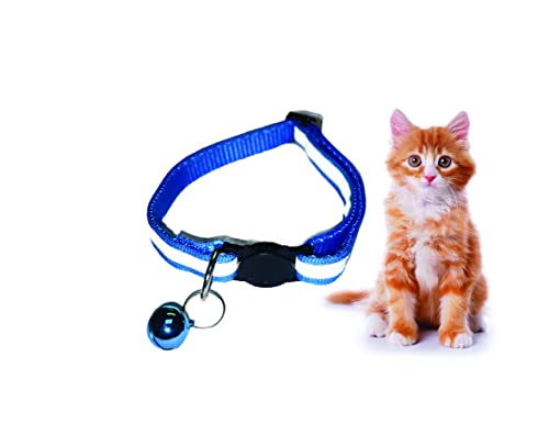 PARENCE - Halsband für Katzen und Hunde, mit reflektierendem Band und Schnalle, Schnellverschluss, reflektierendes Band für die Sicherheit Ihrer Haustiere, verstellbare Größe (blau) von PARENCE