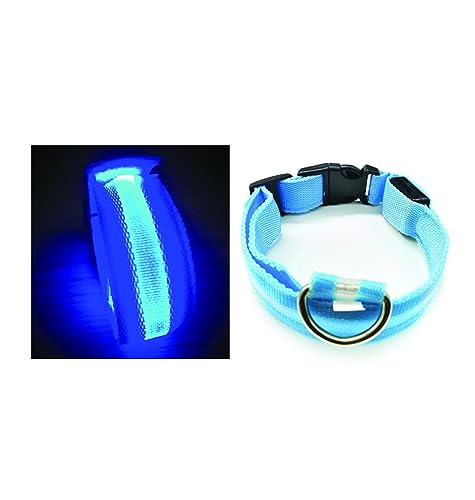 PARENCE.- Leuchthalsband für Hundegröße M, 3 Beleuchtungsmodi/LED-Halsband für Tiere mit Befestigungsschnalle und Clipverschluss - 47cm, blau von PARENCE