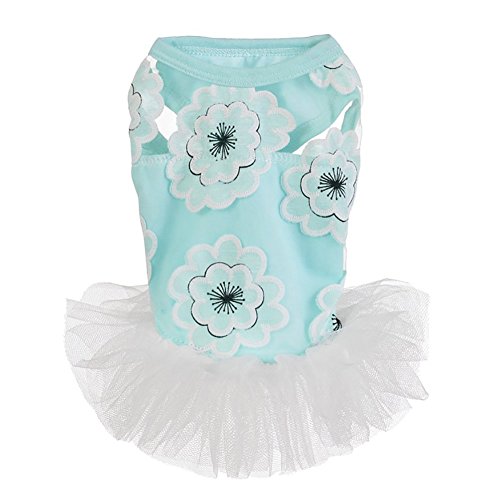 PARMI Welpen Hunde Prinzessin Floral Spitzenkleid Haustier Hund Mesh Rock Tutu Kleid M blau von PARMI