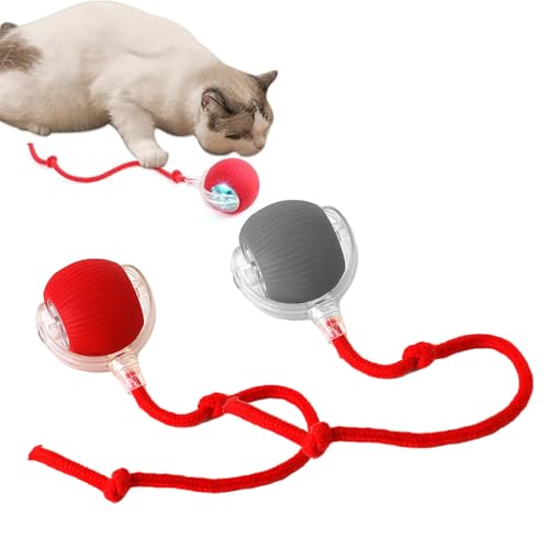 Interaktives Katzenspielzeug Katzenball, Katzenspielzeug Elektrisch Katzenball Katzenspielzeug Selbstbeschäftigung Automatisch Rollender Intelligenz Katzenspielzeug Ball für Katzen Hunde (rot grau-A) von PASLFC