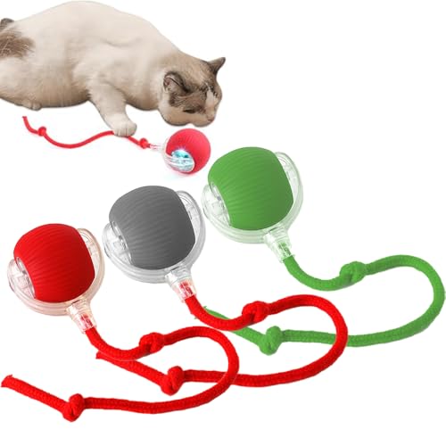 PASLFC Elektrisches Katzenspielzeug Ball,Automatisches Katzenspielzeug,Katzenball Elektrisch mit Schnur,Interactive Cat Toy Ball,Interaktives Katzenspielzeug Ball (3pcs) von PASLFC