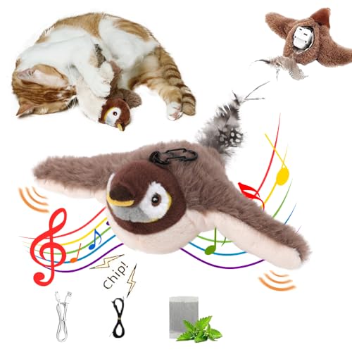 PASLFC Interaktives Katzenspielzeug Selbstbeschäftigung,Fliegender Vogel Katzenspielzeug,Elektrisches Vogelspielzeug für Katzen,Katzenspielzeug Vogel Flattern,Spielzeug Katze,Flying Bird Cat Toy von PASLFC