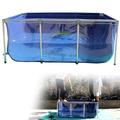 Fischteich aus Segeltuch, Fischshow-Wassertank mit Edelstahlrohren, Faltbarer Wasserspeicherteich, Aquarium-Zierschwimmbecken (100x60x35cm) von PASPRT