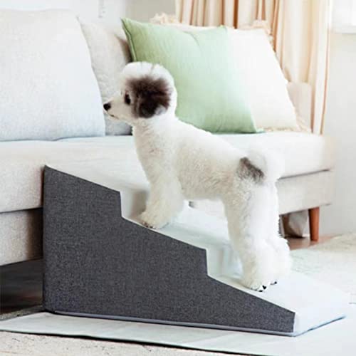 Hundetreppe für kleine Hunde, extra breite Haustierstufen, erhöhte Bett-Hundestufen, ideal für verletzte Hunde, ältere Hunde und Katzen (Grey 40 * 70 * 38CM) von PASPRT