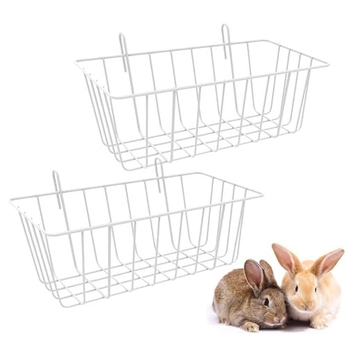 Bunny Hay Feeder Rack Metall Kaninchen Heu Feeder Bunny Heu Feeder Rack Kaninchen Heuraufe Kleintierkorb mit Haken Käfig Heu-Futterspender Haustier Feeder Käfig Zubehör für Kleintiere von PASSI