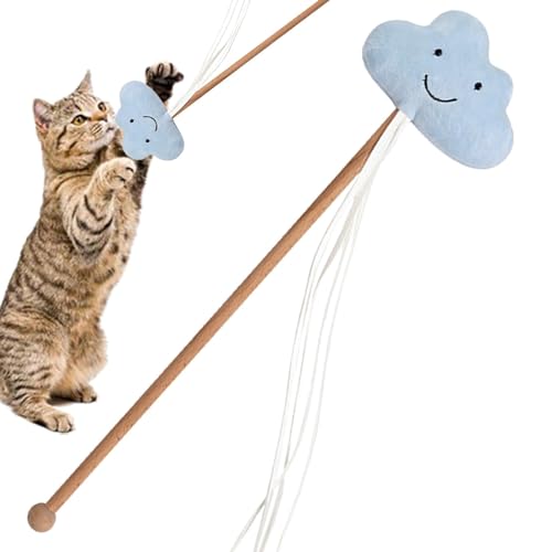 Katzenspielzeug, Katzenspielzeugstab - Katzen-Teasing-Stick, Kätzchen-Teaser - Stern-Mond-Wolke-Kätzchenspielzeug, Heimtierbedarf, Katzenspielzeug für gelangweilte Hauskatzen, Kätzchenspielzeug-Zubehö von PASSI