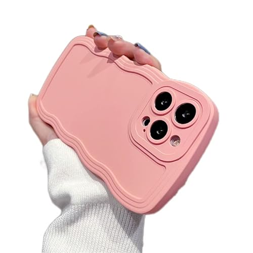 Kompatibel mit iPhone 13Pro Max 6,7 Zoll Case Full Camera Linse Protective Soft Shockproof Phone with Cute Curly Simple Wave Case Pink von PASUTO