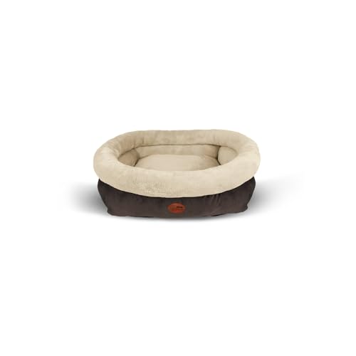 PATAM Hunde- und Katzenbett – Abnehmbarer Bezug, weich und rutschfest – maschinenwaschbar – Kira Beige, Small 51 x 46 x 18 cm von PATAM