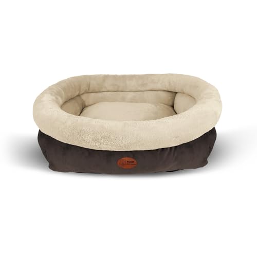 PATAM Hunde- und Katzenbett – Abnehmbarer Bezug, weich und rutschfest – maschinenwaschbar – Kira Beige, Large 76 x 61 x 21 cm von PATAM