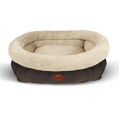 PATAM Hunde- und Katzenbett – Bett abnehmbar weich und rutschfest – maschinenwaschbar – Kira Beige, Extra groß 90 x 65 x 23 cm von PATAM