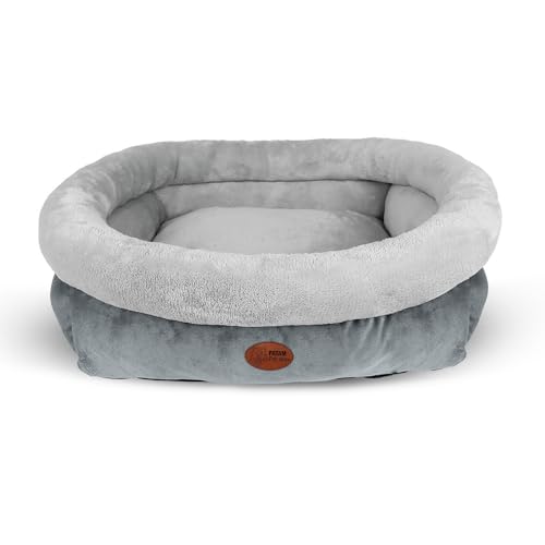 PATAM Hunde- und Katzenbett – abnehmbares, weiches und rutschfestes Bett – maschinenwaschbar – Kira Grau, Extra groß 90 x 65 x 23 cm von PATAM