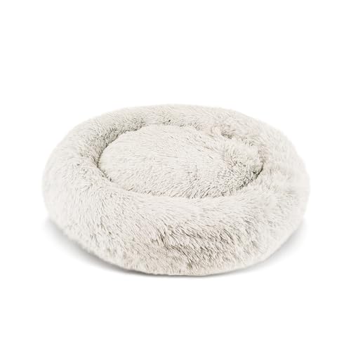 PATAM Hundebett aus Plüsch für Hunde und Katzen, Abnehmbarer Bezug, rutschfest, maschinenwaschbar - Alaska Creme, Large 71 cm von PATAM