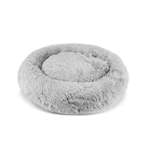 PATAM Hundebett aus Plüsch für Hunde und Katzen, Abnehmbarer Bezug, rutschfest, maschinenwaschbar - Alaska Grau, Large 71 cm von PATAM