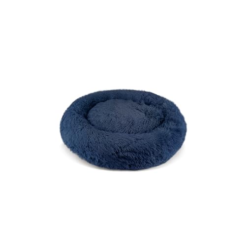 PATAM Hundebett aus Plüsch für Hunde und Katzen, Abnehmbarer Bezug, rutschfest, maschinenwaschbar – Alaska Blau, Small 51 cm von PATAM