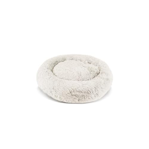 PATAM Hundebett aus Plüsch für Hunde und Katzen, Abnehmbarer Bezug, rutschfest, maschinenwaschbar – Alaska Creme, Small 51 cm von PATAM