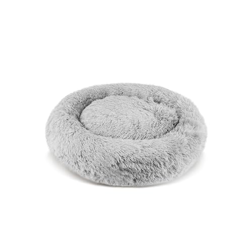 PATAM Hundebett aus Plüsch für Hunde und Katzen, Abnehmbarer Bezug, rutschfest, maschinenwaschbar – Alaska Grau, Medium 61 cm von PATAM