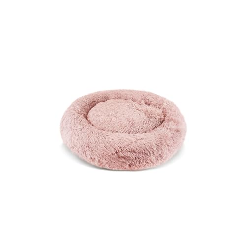 PATAM Hundebett aus Plüsch für Hunde und Katzen, Abnehmbarer Bezug, rutschfest, maschinenwaschbar – Alaska Rosa, Small 51 cm von PATAM