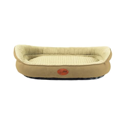 PATAM Hundebett für Hunde und Katzen, Abnehmbarer Bezug, maschinenwaschbar, weiches Bett mit erhöhtem Rand und Rutschfester Unterseite - Chanel Beige, Large 74 x 64 x 25 cm von PATAM