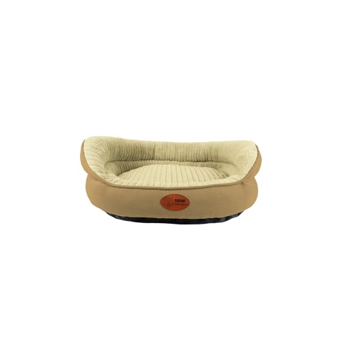 PATAM Hundebett für Hunde und Katzen, Abnehmbarer Bezug, maschinenwaschbar, weiches Bett mit erhöhtem Rand und Rutschfester Unterseite - Chanel Beige, Small 51 x 41 x 20 cm von PATAM