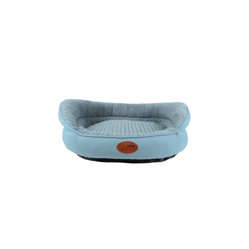 PATAM Hundebett für Hunde und Katzen, Abnehmbarer Bezug, maschinenwaschbar, weiches Bett mit erhöhtem Rand und Rutschfester Unterseite - Chanel Hellblau, Small 51 x 41 x 20 cm von PATAM