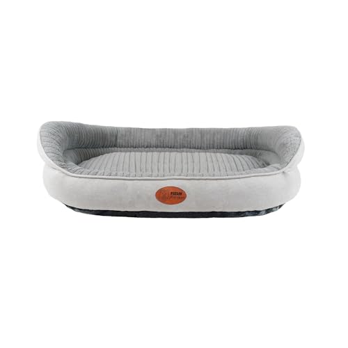 PATAM Hundebett für Hunde und Katzen, Abnehmbarer Bezug, maschinenwaschbar, weiches Bett mit erhöhtem Rand und Rutschfester Unterseite - Chanel Hellgrau, Large 74 x 64 x 25 cm von PATAM