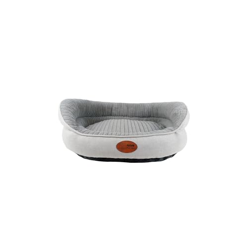 PATAM Hundebett für Hunde und Katzen, Abnehmbarer Bezug, maschinenwaschbar, weiches Bett mit erhöhtem Rand und Rutschfester Unterseite - Chanel Hellgrau, Small 51 x 41 x 20 cm von PATAM