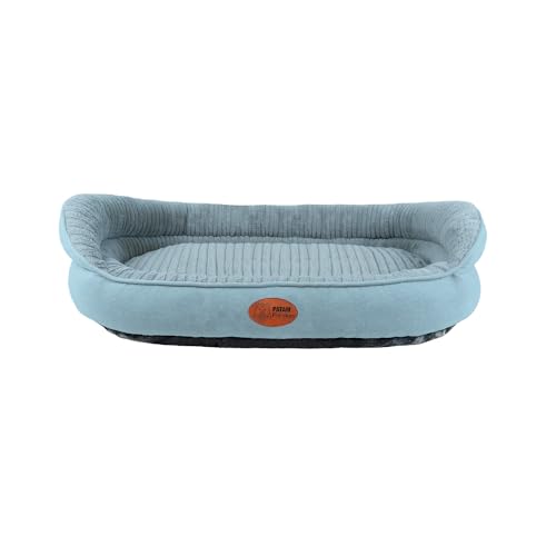 PATAM Hundebett für Hunde und Katzen, Abnehmbarer Bezug, maschinenwaschbar, weiches Bett mit erhöhtem Rand und Rutschfester Unterseite - Chanel hellblau, Large 74 x 64 x 25 cm von PATAM