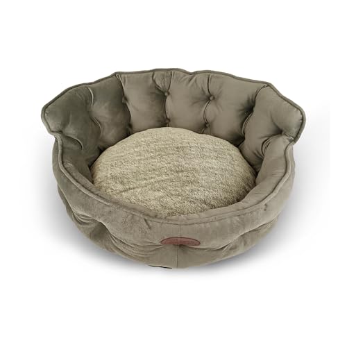 PATAM Hundebett für Hunde und Katzen, erhältlich in 3 Größen, Abnehmbarer Bezug, maschinenwaschbar - King Beige, Large 68 cm von PATAM