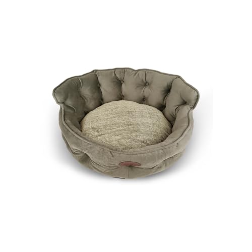 PATAM Hundebett für Hunde und Katzen, erhältlich in 3 Größen, Abnehmbarer Bezug, maschinenwaschbar - King Beige, Medium 58 cm von PATAM