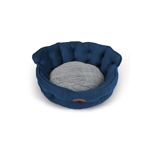 PATAM Hundebett für Hunde und Katzen, erhältlich in 3 Größen, Abnehmbarer Bezug, maschinenwaschbar - King Blau, Medium 58 cm von PATAM