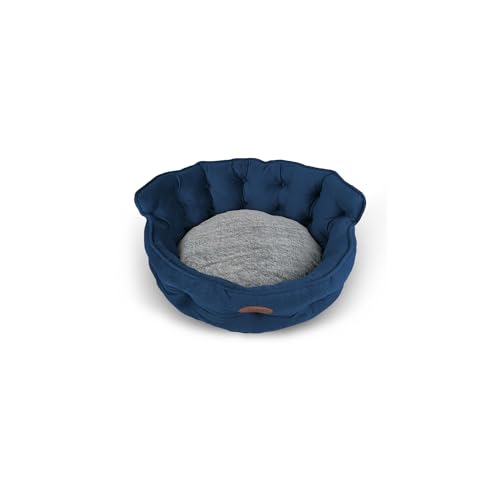 PATAM Hundebett für Hunde und Katzen, erhältlich in 3 Größen, Abnehmbarer Bezug, maschinenwaschbar - King Blau, Small 43 cm von PATAM