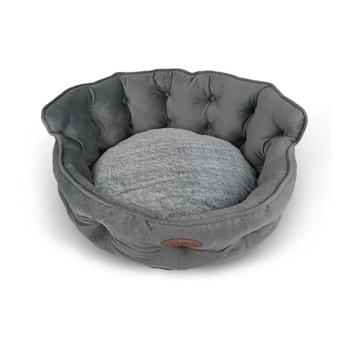 PATAM Hundebett für Hunde und Katzen, erhältlich in 3 Größen, Abnehmbarer Bezug, maschinenwaschbar - King Grau, Large 68 cm von PATAM