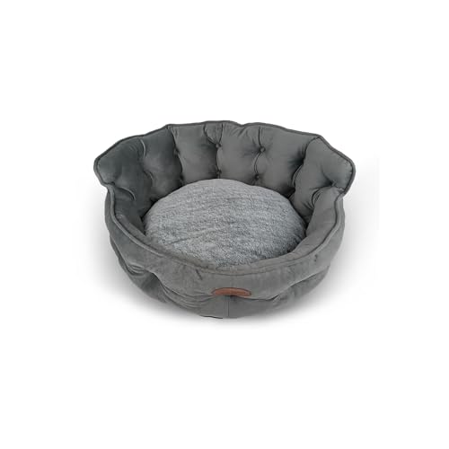 PATAM Hundebett für Hunde und Katzen, erhältlich in 3 Größen, Abnehmbarer Bezug, maschinenwaschbar - King Grau, Medium 58 cm von PATAM