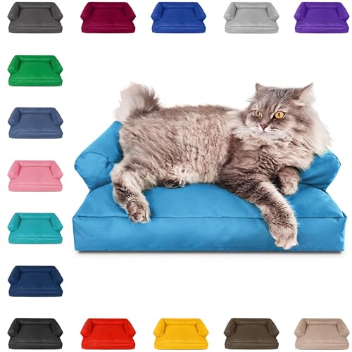 PatchHome Katzenbett – Oeko-TEX Zertifiziert – Katzenmöbel – mit recyceltem Styropor gefüllt – Katzensofa – Made in Germany – 50x40x15 cm – Aqua von PATCH HOME