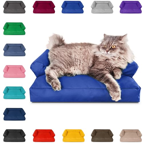 PatchHome Katzenbett – Oeko-TEX Zertifiziert – Katzenmöbel – mit recyceltem Styropor gefüllt – Katzensofa – Made in Germany – 50x40x15 cm – Blau von PATCH HOME