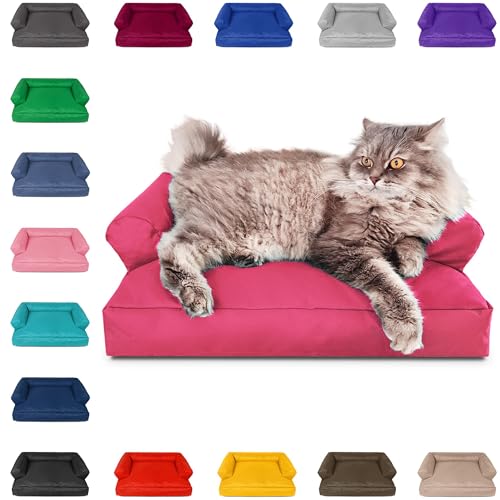 PatchHome Katzenbett – Oeko-TEX Zertifiziert – Katzenmöbel – mit recyceltem Styropor gefüllt – Katzensofa – Made in Germany – 50x40x15 cm – Rosa von PATCH HOME