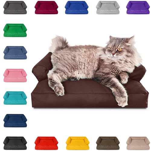 PatchHome Katzenbett – Oeko-TEX Zertifiziert – Katzenmöbel – mit recyceltem Styropor gefüllt – Katzensofa – Made in Germany – 50x40x15 cm – Braun von PATCH HOME