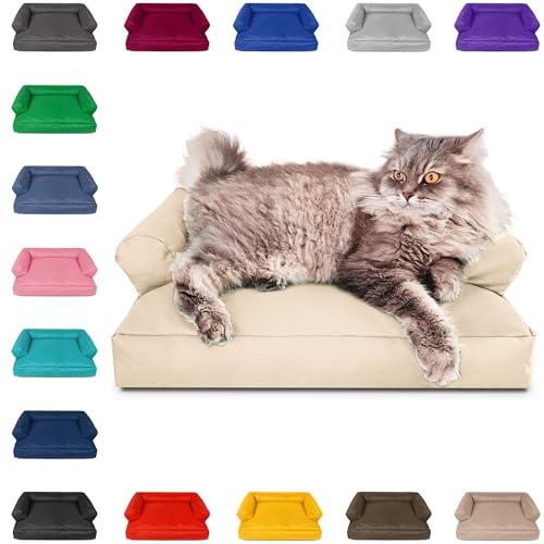 PatchHome Katzenbett – Oeko-TEX Zertifiziert – Katzenmöbel – mit recyceltem Styropor gefüllt – Katzensofa – Made in Germany – 50x40x15 cm – Creme von PATCH HOME